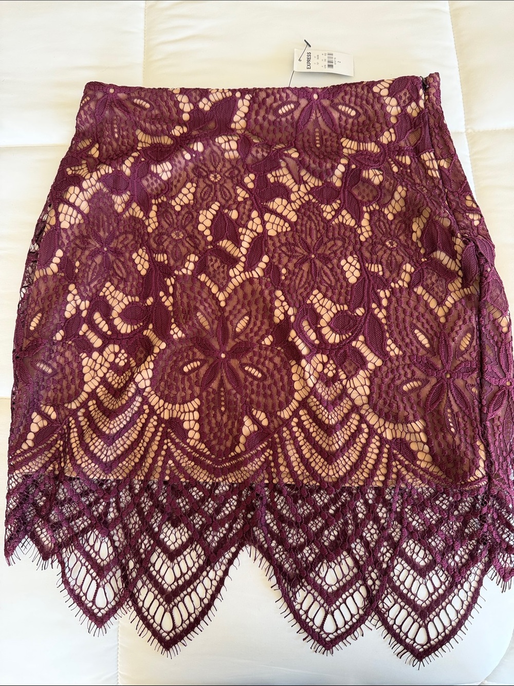 Express Women's Lace Pencil Skirt - Wine